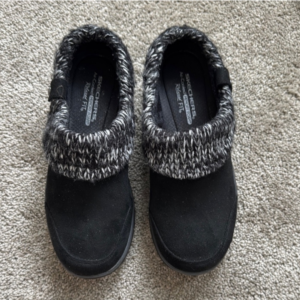 Skechers Women's Size 8 Modern Comfort Easing Going, Black and Gray Mules